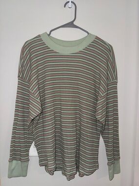 Sonoma Mint Green Striped Long Sleeve Top
